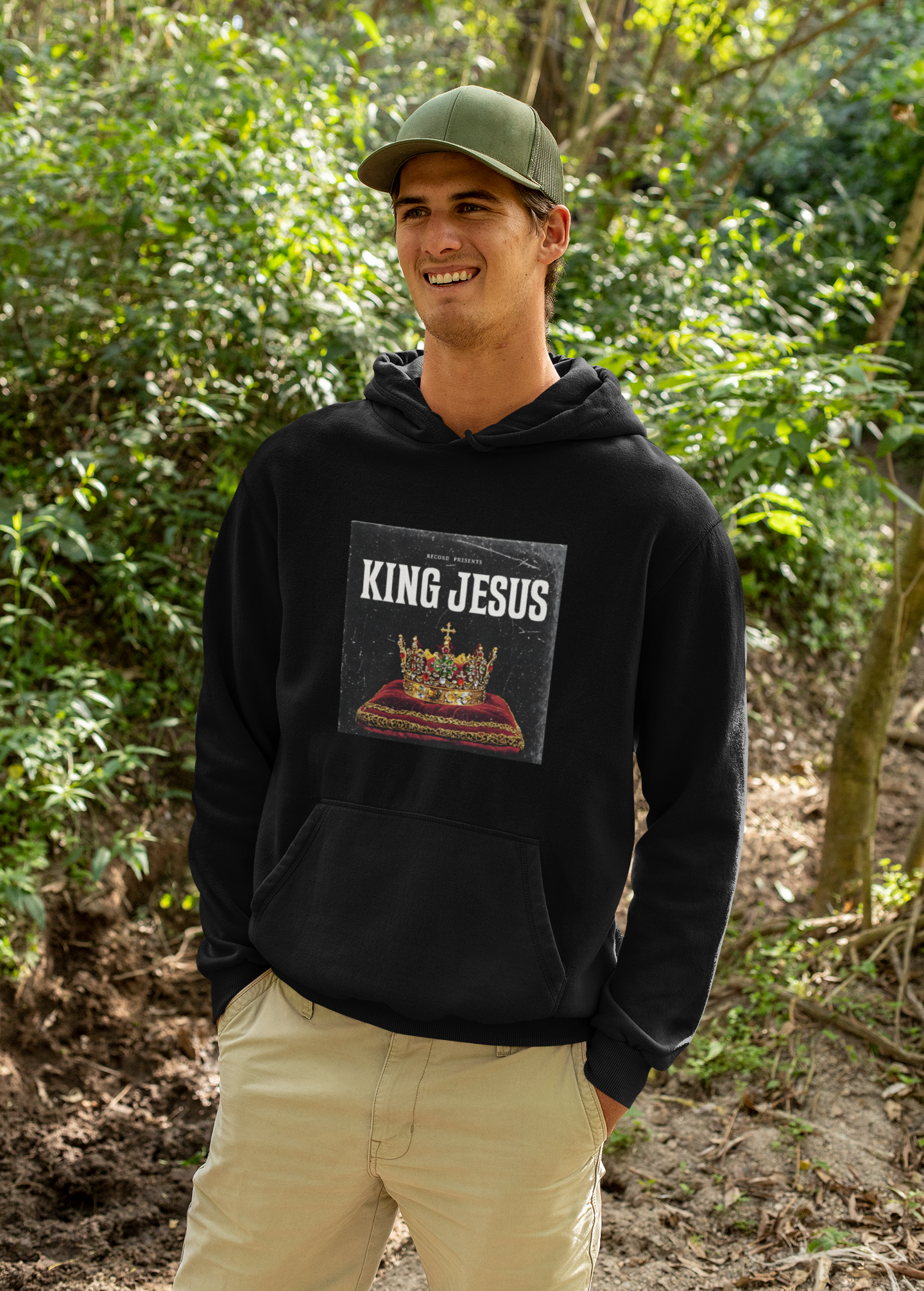 Jesus Crown Hoodie with John 1:4 Sleeve - Hooded Sweatshirt - THE GIFT GIVER