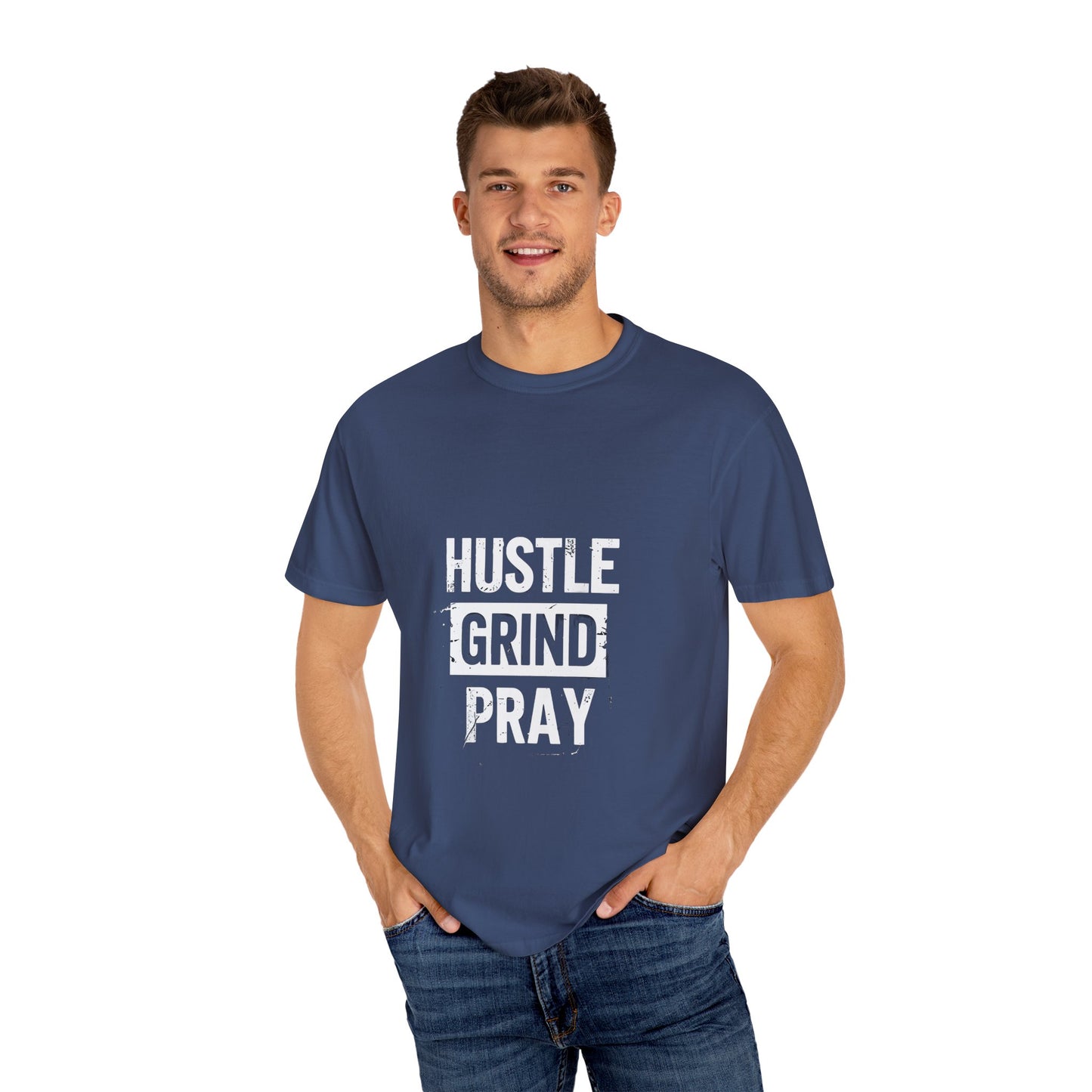 Hustle Grind Pray Motivational T-Shirt, Inspirational Tee, Positive Vibes Shirt, Unisex Graphic Top, Work From Home Clothing