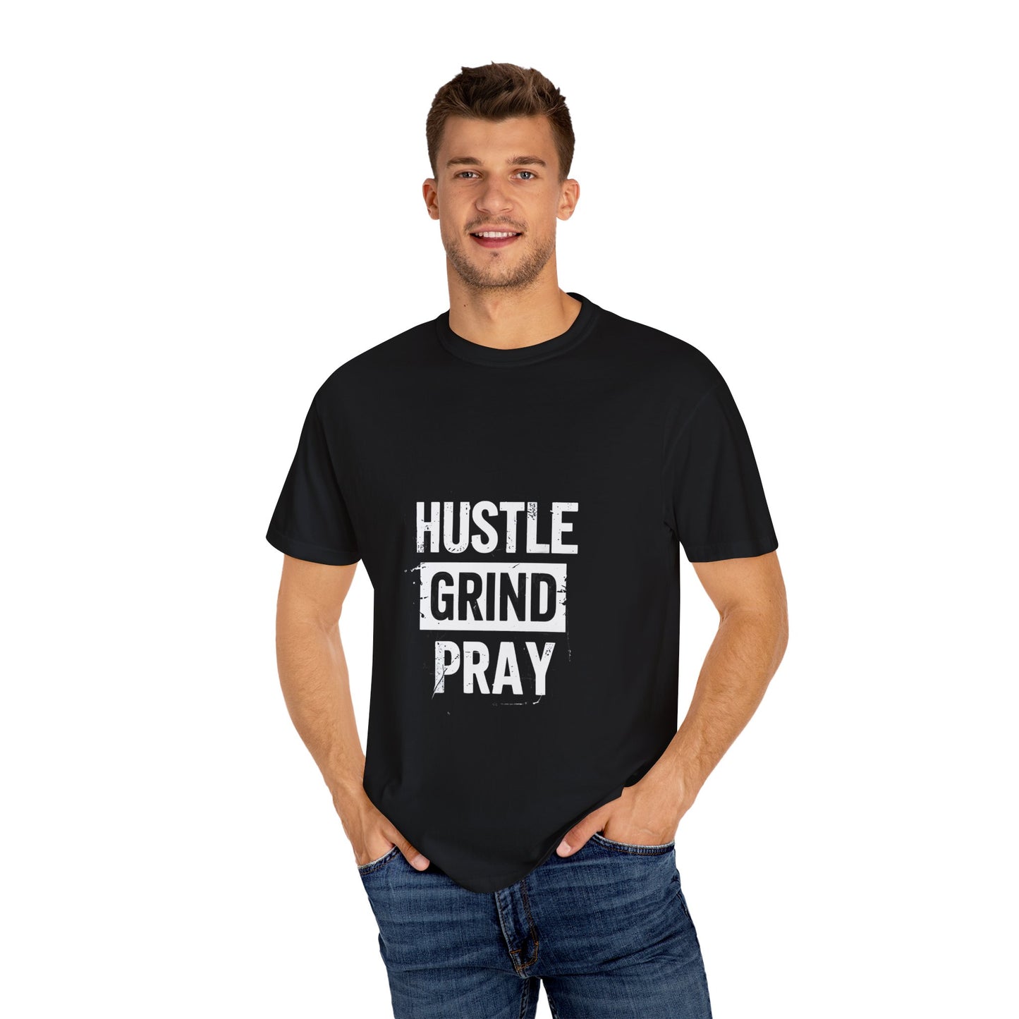 Hustle Grind Pray Motivational T-Shirt, Inspirational Tee, Positive Vibes Shirt, Unisex Graphic Top, Work From Home Clothing