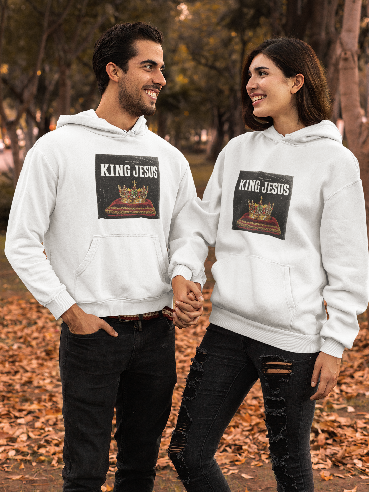 Jesus Crown Hoodie with John 1:4 Sleeve - Hooded Sweatshirt, Christian Apparel