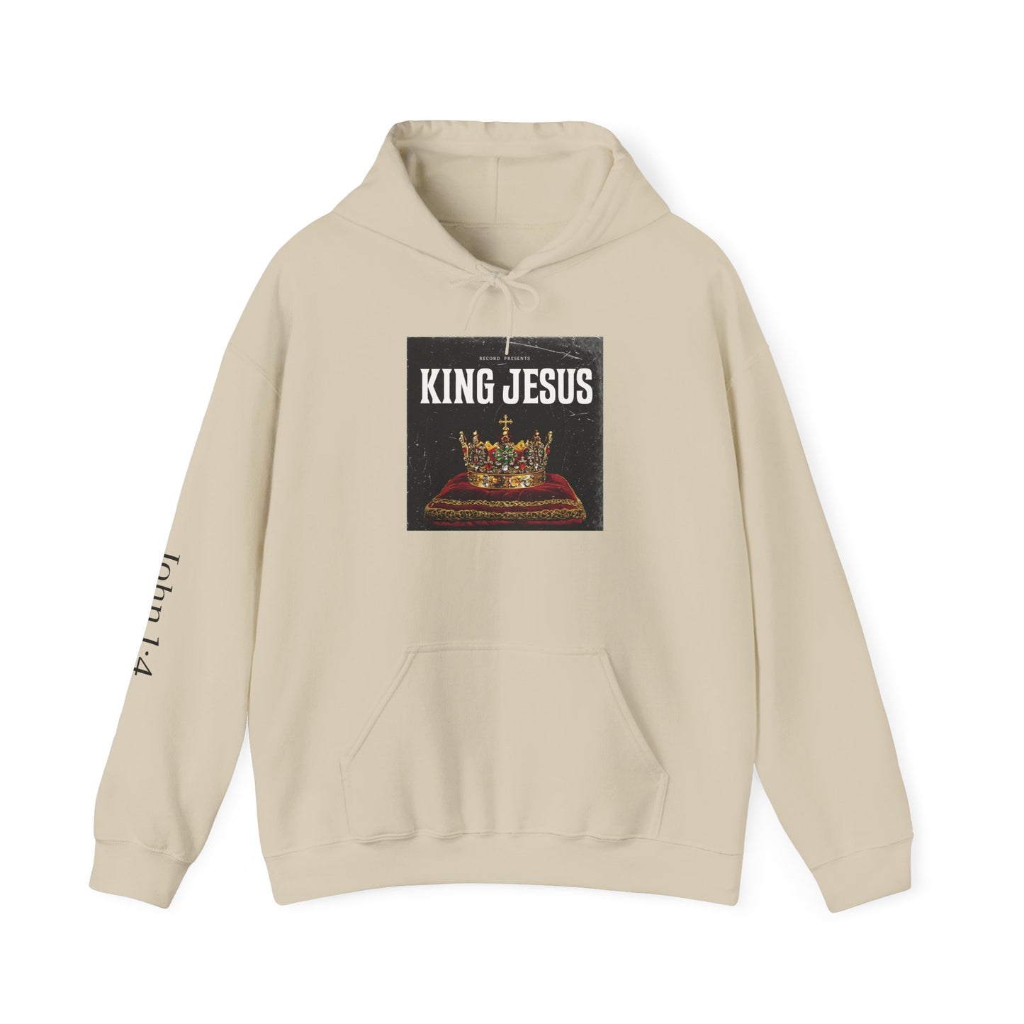 Jesus Crown Hoodie with John 1:4 Sleeve - Hooded Sweatshirt - THE GIFT GIVER