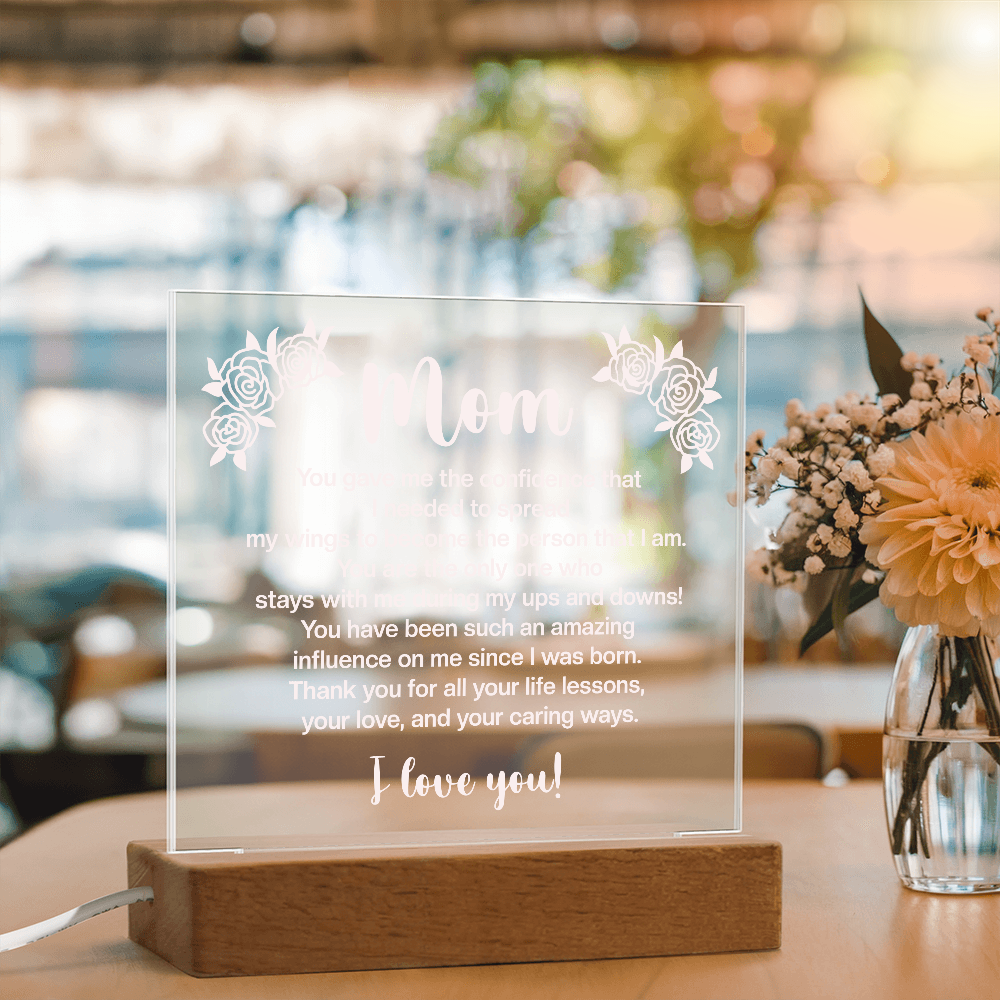 LED Acrylic Plaque Gift for Mom – 7‑Color Light Base - GiftGiver
