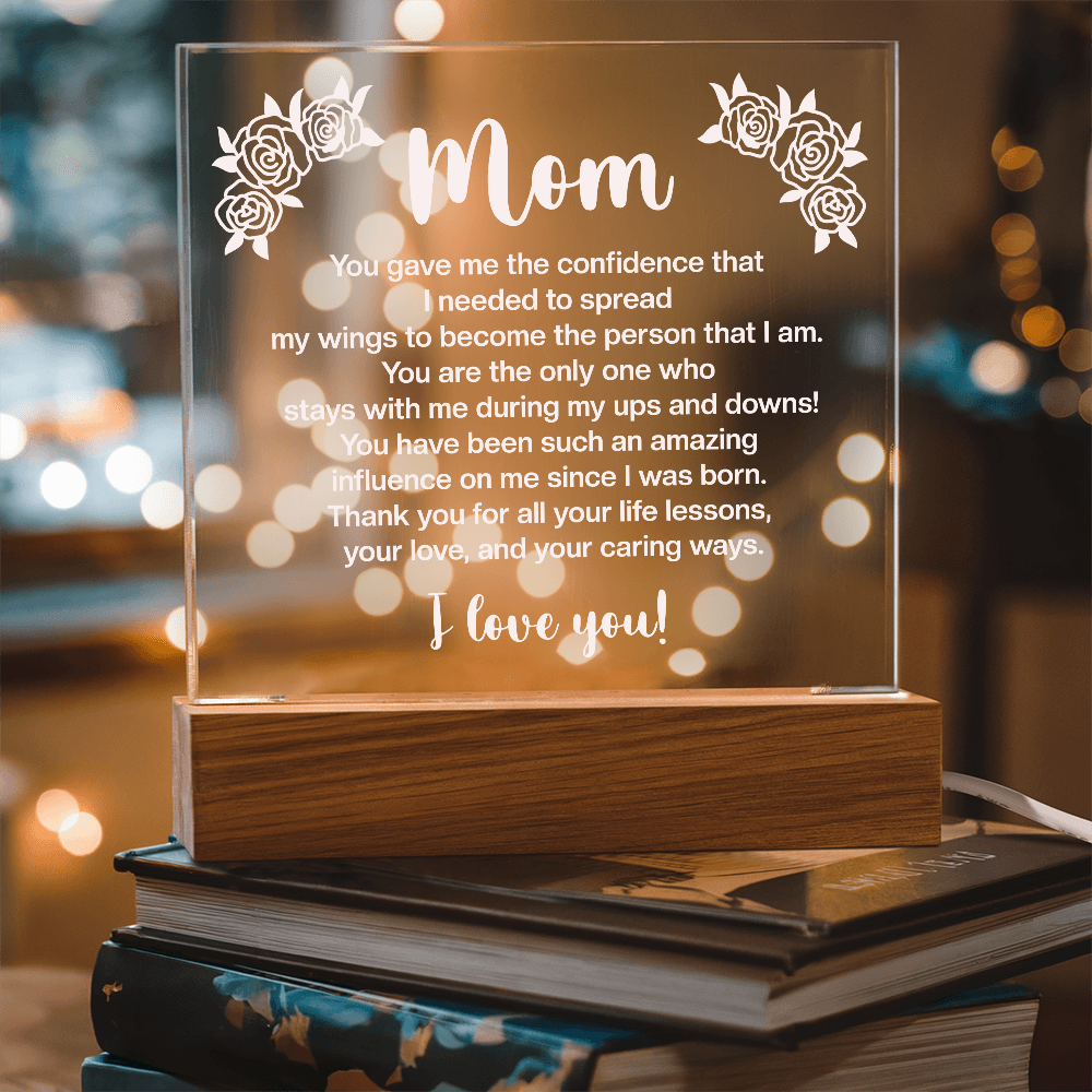 LED Acrylic Plaque Gift for Mom – 7‑Color Light Base - GiftGiver