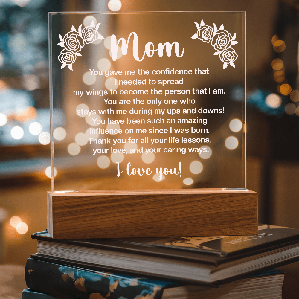 LED Acrylic Plaque Gift for Mom – 7‑Color Light Base - GiftGiver