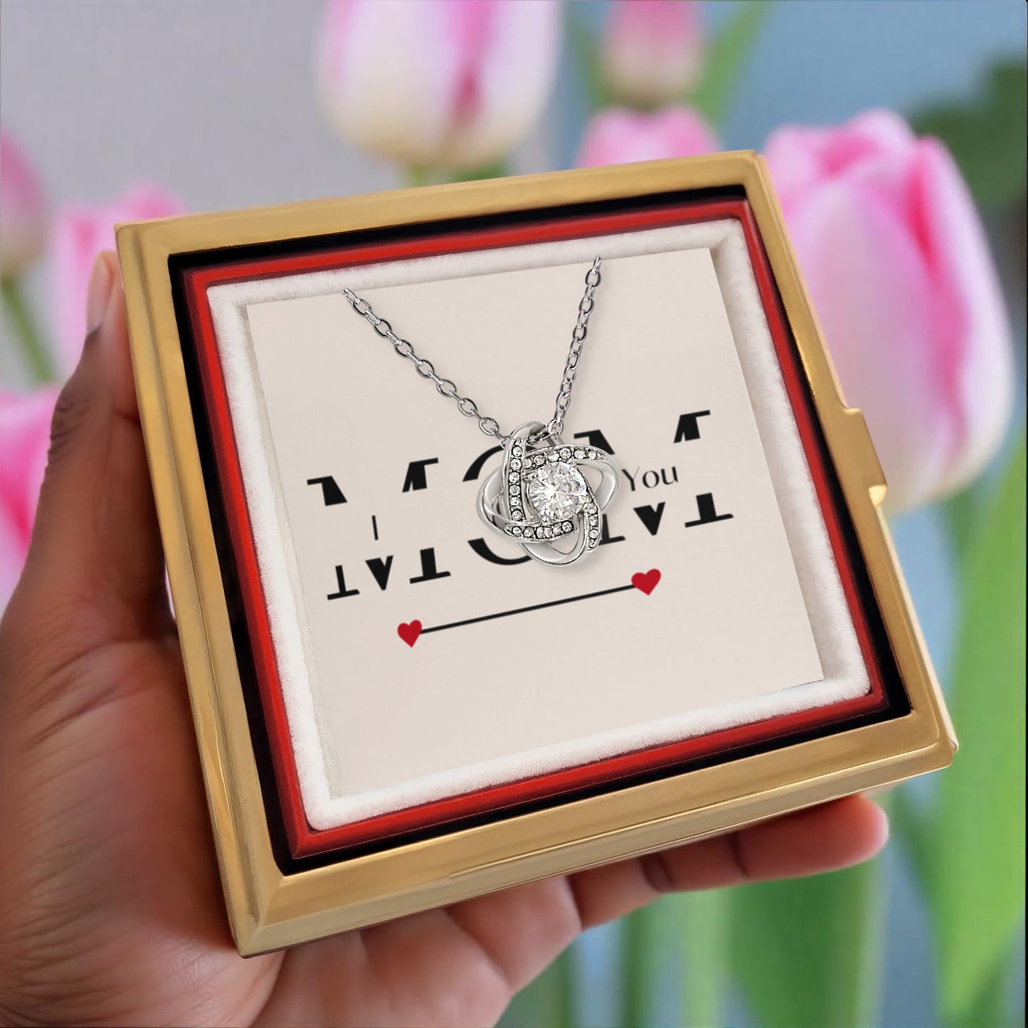 Gift for Mom – Love Knot Necklace & Rose Box
