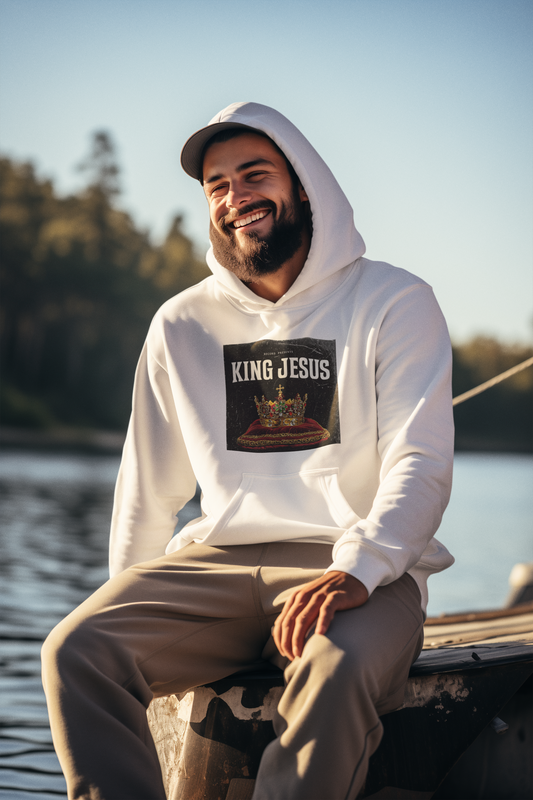 Jesus Crown Hoodie with John 1:4 Sleeve - Hooded Sweatshirt, Christian Apparel